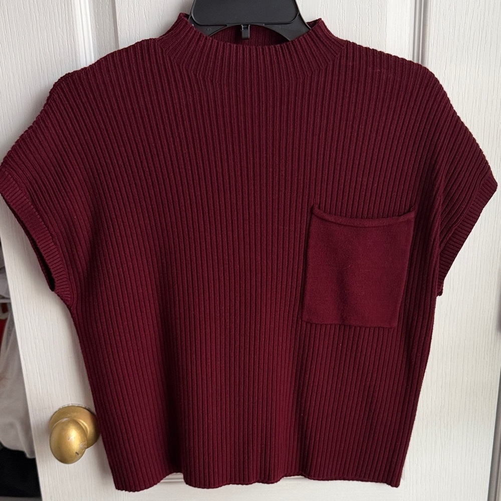 Women's Burgundy Ribbed Top